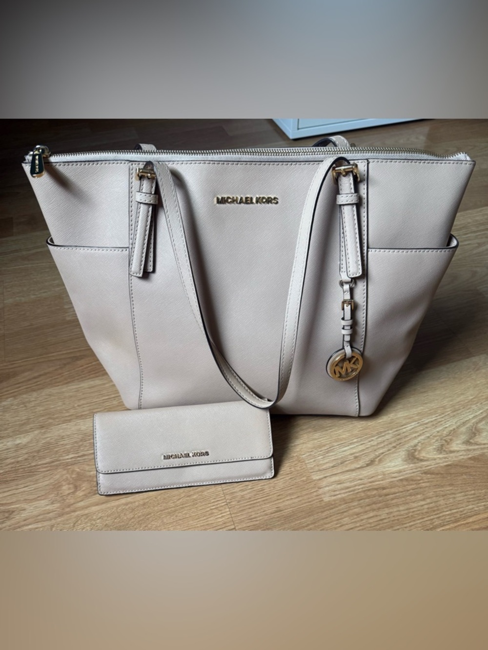 Michael Kors Blush Leather Tote with Matching Wallet